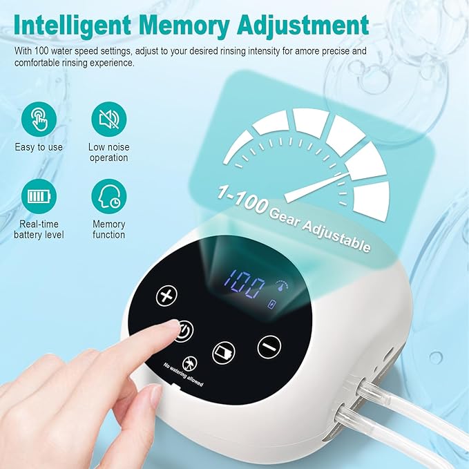 Electric Enema Kit,Enemas for Colon Cleanse Men Women,Coffee Enema Coffee Organic kit 100 Levels Water Flow Speed Control with LCD Display Pressure Spray Anal Douche
