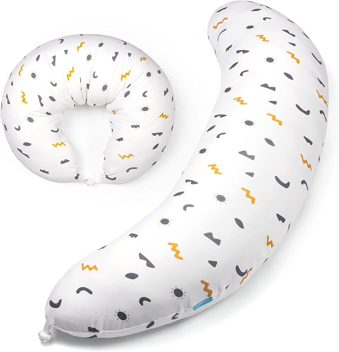 BYRIVER Firm C Shaped Pregnancy Pillows for Sleeping, Belly Hip Leg Knee Support Side Sleeper Body Pillow, Cuddle Snuggle Maternity Pillow, Zipper Cooling Jersey Cotton Pillowcase, Gifts for Mom