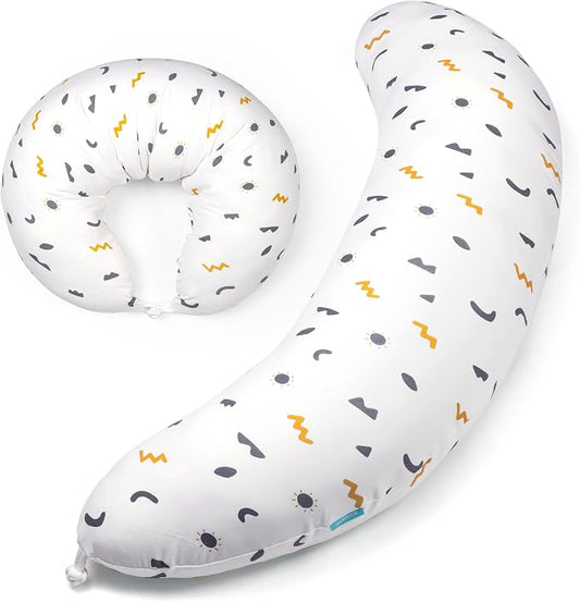 BYRIVER Firm C Shaped Pregnancy Pillows for Sleeping, Belly Hip Leg Knee Support Side Sleeper Body Pillow, Cuddle Snuggle Maternity Pillow, Zipper Cooling Jersey Cotton Pillowcase, Gifts for Mom