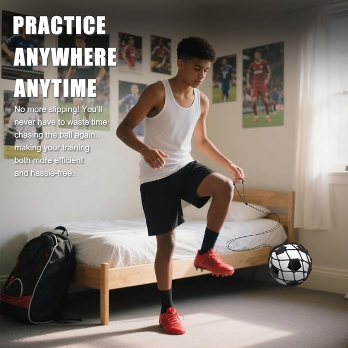 Soccer Kick Trainer 3PCS(not Include Ball), Adjustable Return Net Football Training Aid for Throw Solo Juggling Practice, Fits Size 3, 4, 5 Balls, Great Gift for Boys, Girls and Soccer Enthusiasts