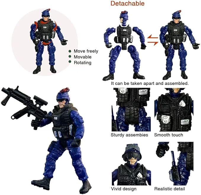 Army Men Action Figures - Soldiers Toy Set for Boys Age 4-7, Military Playset with Weapons - Easter Gift or Birthday Gift