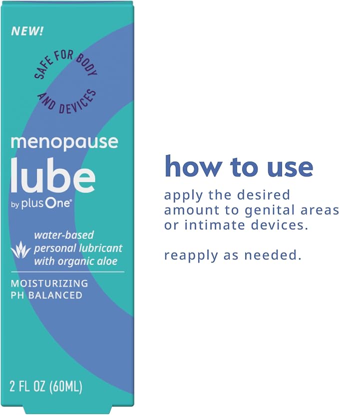 plusOne Menopause Lube – Water-Based Lubricant with Organic Aloe, 2 fl oz | Extra-Moisturizing Personal Lubricant, Organic Aloe, pH-Balanced for Menopausal Dryness & Comfort, Glycerin & Paraben Free