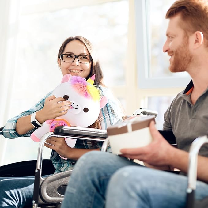 Achwishap Get Well Soon Unicorn Plush Stuffed Animal,Soft Get Well Soon Gifts for Kids Girls Adults-14” Kawaii Unicorn Plush Toy Pillow,Cute Plushies Doughnut Decoration Feel Better Gifts