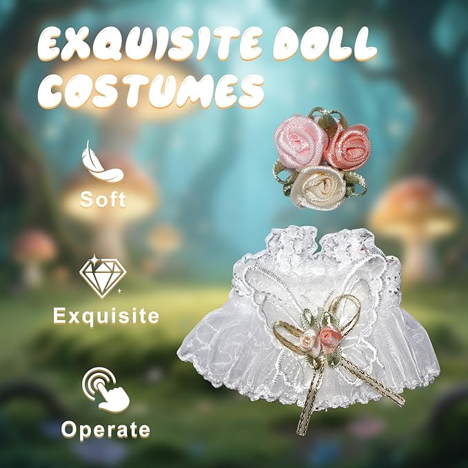 17cm Doll Clothes – Wedding Garden Princess Dress Outfit for 1:6 Scale Dolls | Elegant Bridal Gown with Floral Details, Veil & Accessories (No Doll Included)