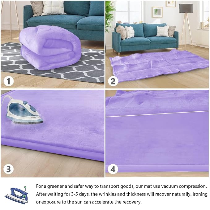 Baby Play Mat for Floor Nursery Muscle Area Rug Playroom Rug 47"x47" Elastic Foam 1.3" Thick Crawling Mat for Babies,Toddlers, Infants,Kids(Lavender)