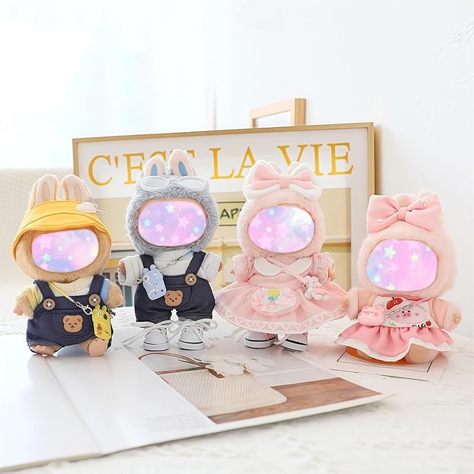 17cm Doll Clothes Set, 5 Pieces Dress Overalls Outfit Set for 6.7inch Doll Suit, Cute Fashion Hat & Clothes Accessories for 1st/2nd/3rd Gen Dolls Play & Display
