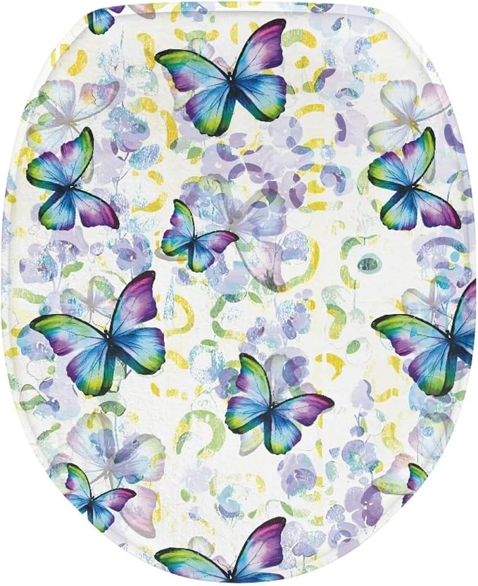 Butterfly Toilet Seat Cover, Suitable for Most Round and Elongated Toilet Seats, Bathroom Decoration Fits Home Hotel Toilet Lid Cover