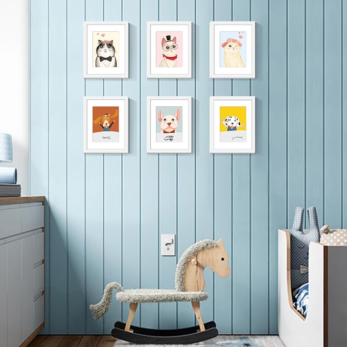 upsimples 8.5x11 Picture Frame Set of 10, Display Pictures 6x8 with Mat or 8.5x11 Without, Multi Photo Frames Collage for Wall or Tabletop Display, White | Fit 6x8 Photos and 8.5x11 Certificate, Wall or Tabletop Display, For Gallery Hallway Living Room...