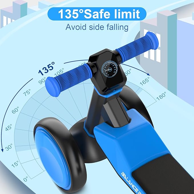 Colorful Lighting Baby Balance Bike Toys for 1 Year Old Boys Gifts, Toddler First Bike 12-24 Months with Adjustable Soft Seat, 4 Silent Wheels Ride on Toy, Perfect First Birthday Gift