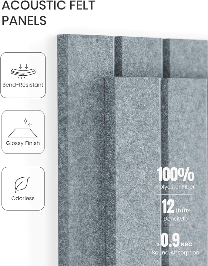 Fluxynara 48" x 36" Large Felt Bulletin Board, Blue Gray | 12 Pack Cork Board Alternative with 60 Safe Adhesive Tabs, Pin Boards for Wall Decor, Home, Office, Classroom,Dorm