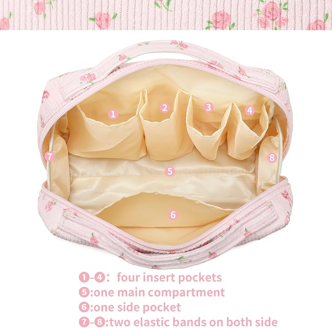 Bluboon Makeup Bag Zipper Pouch Travel Portable Cosmetic Bag Organizer for Women and Girls