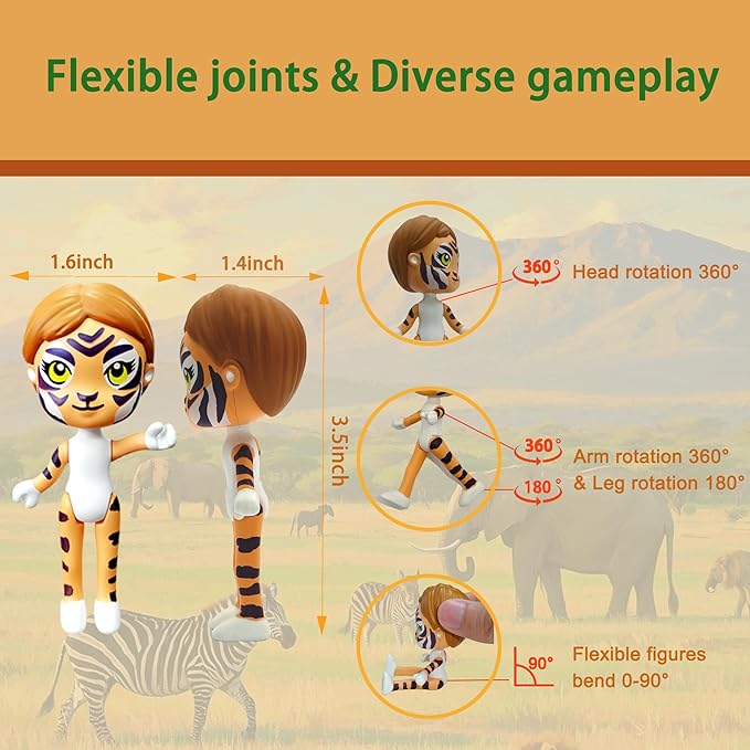 PLENTY MORE Forest Animal Theme Series Action Figure - 3.5 inches / 8cm Collectible Action Figure, Creative Forest Animal Toy, Educational & Fun Play for Ages 3+, Safe &Non-Toxic (Tiger The Homeless)