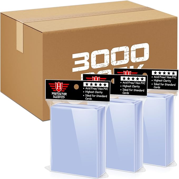 3000 Counts Card Sleeves TopLoaders for Trading Cards, Soft Clear Baseball Card Sleeves Plastic Card Protector for Football Card Sports Cards Game Card Standard Cards