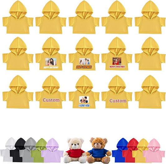 15 Pcs Personalized Teddy Bear Clothes with Name Photo, Custom Stuffed Animal Clothing Fit 8-16inch Stuffed Bears Clothes, Personalized Doll Clothing Make Your Own Plush Doll Shirt