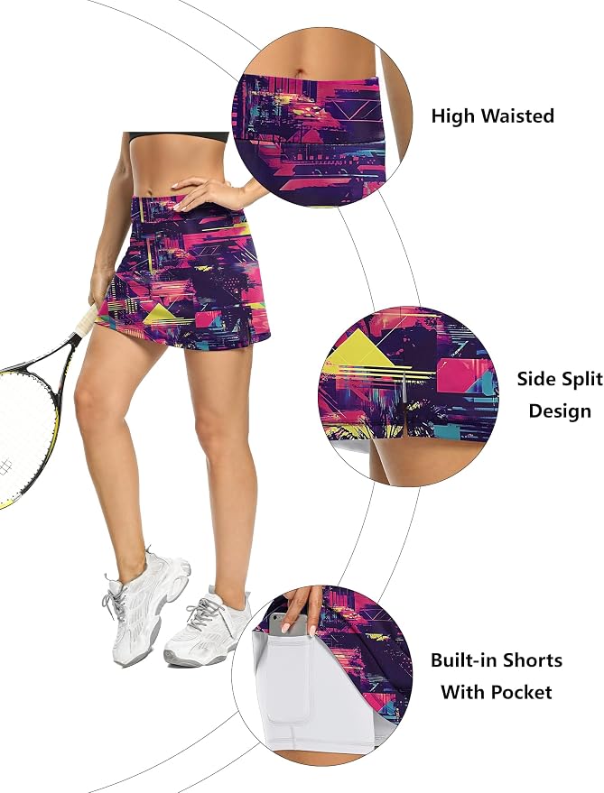 LouKeith Tennis Skirts for Women Golf Athletic Activewear Skorts Mini Summer Workout Running Shorts with Pockets