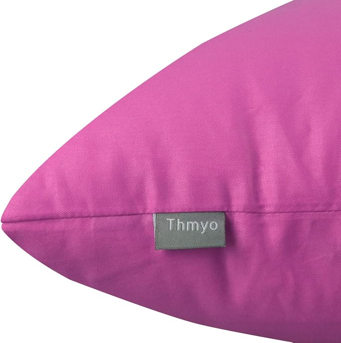 Thmyo 4-Pack 100% Cotton Comfortable Solid Decorative Throw Pillow Case, Square Cushion Cover Pillowcase Sublimation Blank Pillow Covers DIY Throw Pillowcase for Sofa(24x24 inch/ 60x60cm,Rose red)