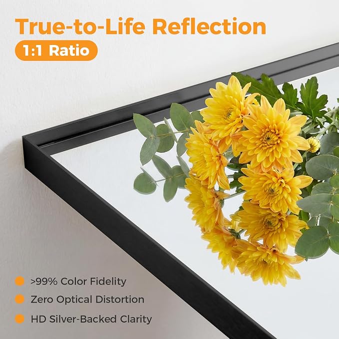 Sweetcrispy Bathroom Mirrors for Over Sink, 30" x 36" Rectangle Wall Mount Mirror with Metal Frame, Modern Vanity Mirror with Tempered Glass, for Home Decor, Anti-Rust, Black