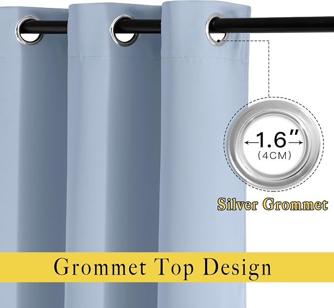 NICETOWN Vintage Blue Blackout Curtains for Living Room 84 inches Long - Thermal Insulated Grommet Room Darkening Window Treatments Sound Reducing Drapes for Bedroom, 2 Panels, W52 x L84
