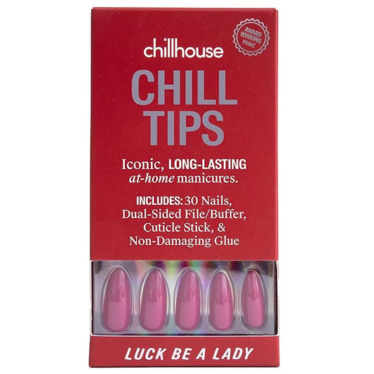 Chillhouse - Chill Tips, Press on Nails Kit - Luck Be a Lady (Long Almond) - 30 Nail Shapes & Sizes - Up to 2 Weeks Wear - Customizable Fit - Reusable - Latina Founded, Women Owned, Beauty, Self Care