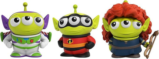Pixar Alien Remix Character Figures 3-pack 3-inches, Mr. Incredible from The Incredibles, Buzz Lightyear from Toy Story and Merida from Brave, Retro fun Pizza Delivery Box Package for Ages 3 and Up