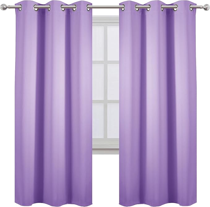 LEMOMO Lavender Thermal Blackout Curtains/42 x 72 Inch/Set of 2 Panels Room Darkening Curtains for Bedroom