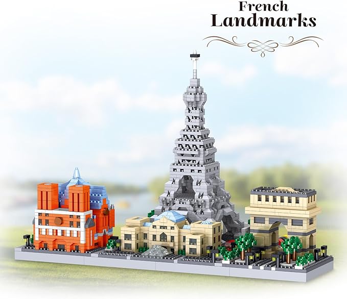 SEMKY Micro Mini Blocks French Skyline Famous Landmark Model Set,(2462Pieces) -Building and Architecture Toys Gifts for Kid