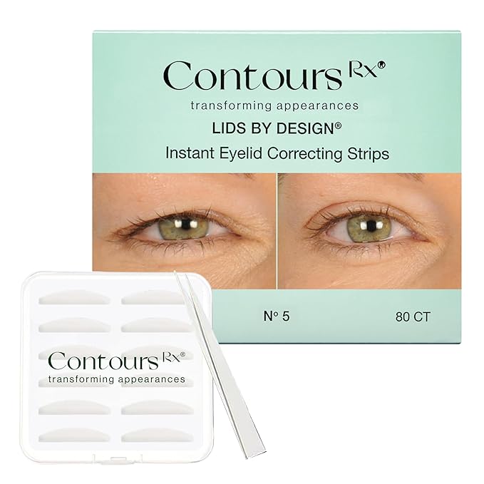 Contours Rx Lids by Design – N°5 Transparent Instant Eyelid Lift Strips for Casual Mild to Moderate Hooded Lids – Medical-Grade, Anti-Aging Eyelid Tape – 80 Count