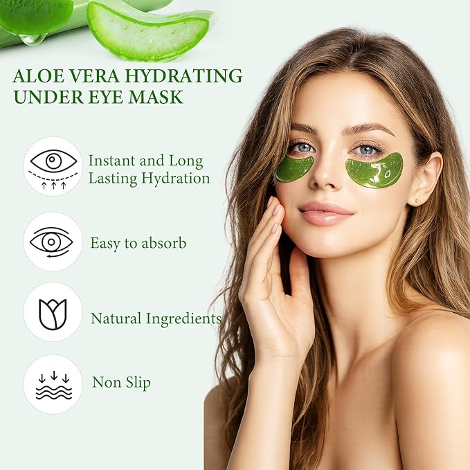 Under Eye Patches, 30 Pairs Aloe Vera Eye Mask for Dark Circles, Puffy Eyes, Wrinkles,Skincare for Women and Men
