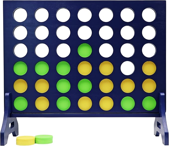Tailgating Pros Premium Navy Giant Four in a Row with Carrying Case - Jumbo Oversized Outdoor Yard Game - Connect Multiple Pucks in a Row to Win - Many Puck Colors Available!