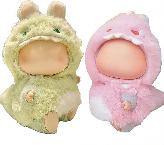 (2-Pack) 17cm Doll Clothes Set, Plush Green Dinosuar and Pink Dinosaur Outfits for 17cm Dolls, Soft and Stylish Dress Up Doll Clothes, Adorable and Cute Clothing with Cozy Texture and Fun Design