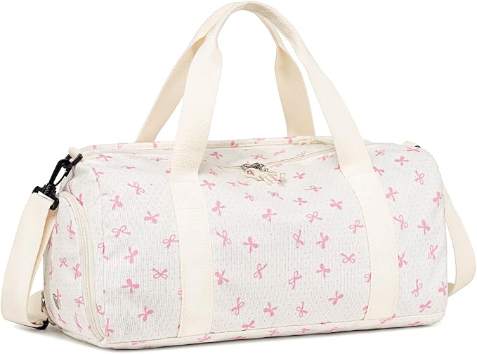 Gym Bag Sports Duffle Bag with Wet Pocket Weekender Overnight Bags with Waterproof Shoe Compartment for Girls Kids Women Dance Workout Travel Bags