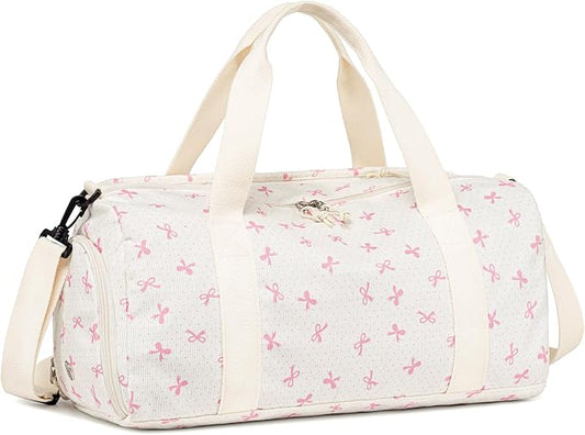 Gym Bag Sports Duffle Bag with Wet Pocket Weekender Overnight Bags with Waterproof Shoe Compartment for Girls Kids Women Dance Workout Travel Bags
