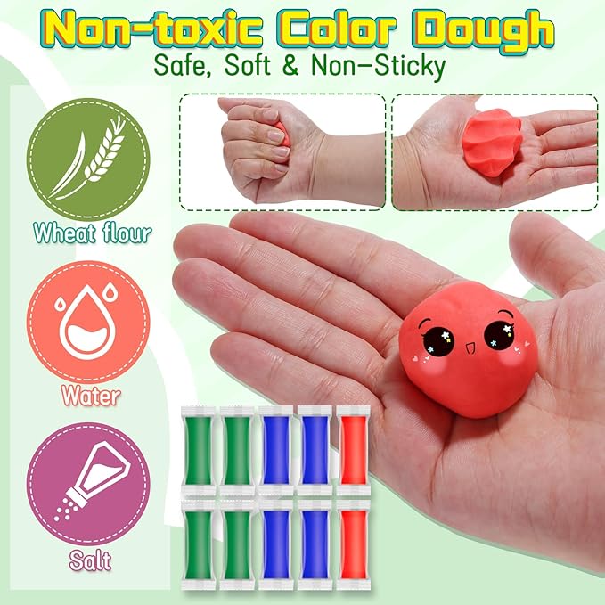 Crelloci Dinosaur Color Dough Toys, 37 PCS Dino Theme Color Tools and Molds Accessories for Boys Girls Christmas Halloween Party Gift