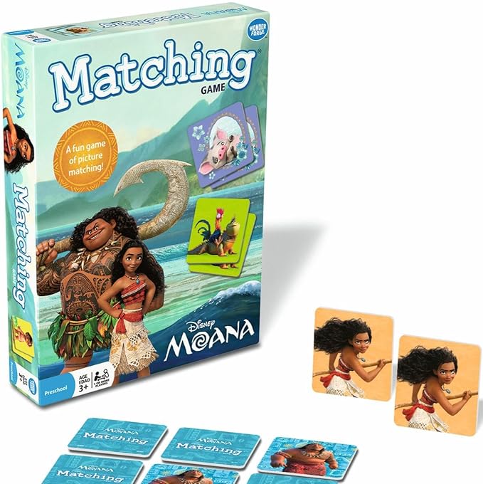 Wonder Forge Disney Moana Matching Game - Fun and Educational Memory Game for Boys and Girls Ages 3-5 - Featuring Moana and Maui - Toddler Learning Activity