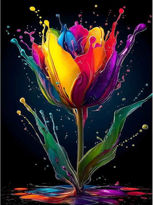 Puzzles for Adults 500 Pieces, Colorful Flower Jigsaw Puzzles - Splash of Colors, Impossible Colorful Wall Art Puzzle for Seniors Families, 20.47x14.96 Inches, 1:1 Poster, Letter On The Back
