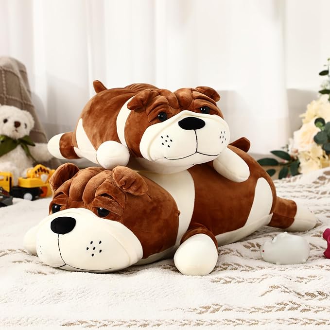 17.7" Huggable Dog Plush, Cute Stuffed Animal, Soft Adorable Cuddle Companion for Kids, Christmas Birthday Plush Pillow Gift for Boys and Girls