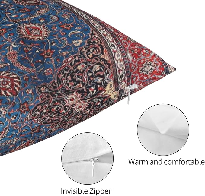 Antique Persian Rug Vintage Blue Print Pillow Covers Decorative Lumbar Throw Pillowcase 12x20 Inch Couch Cushion Cover for Home Decor Living Room Bedroom College Dorm Bed Car Sofa