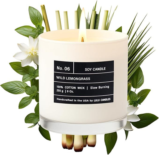 Lulu Candles | Wild Lemongrass | Luxury Scented Soy Jar Candle | Hand Poured in The USA | Highly Scented & Long Lasting (9 Oz.)