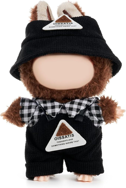 Clothes for Doll, 17cm Doll Clothes Set Suitable for Dolls Accessories - Bucket Hat + Plaid Top + Overalls (NO Doll),Fashion Triangle