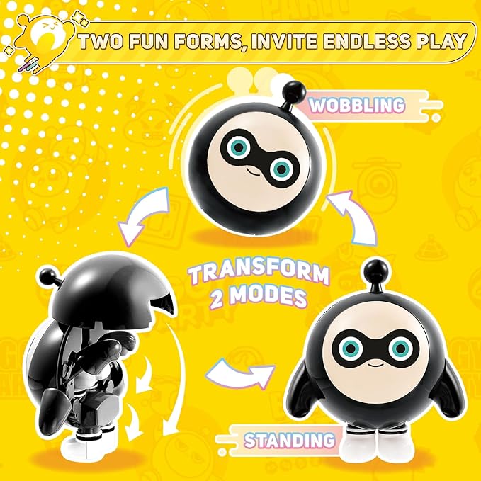 A ALPHA Eggy Party Toys, Rocky Action Figures Transformable Toys, 2-in-1 Eggy Wobbler Toys to All Ages, Cute Tumbler Toys for Kids Boys and Girls Birthday Holidays