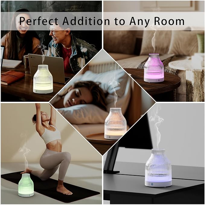 Glass Essential Oil Diffuser 200ml, 7-Color LED, for Home | Glass Diffuser,Aromatherapy Diffuser,One-Button Control, Rainbow Color Light,For Bedroom, Living Room, Office Gift