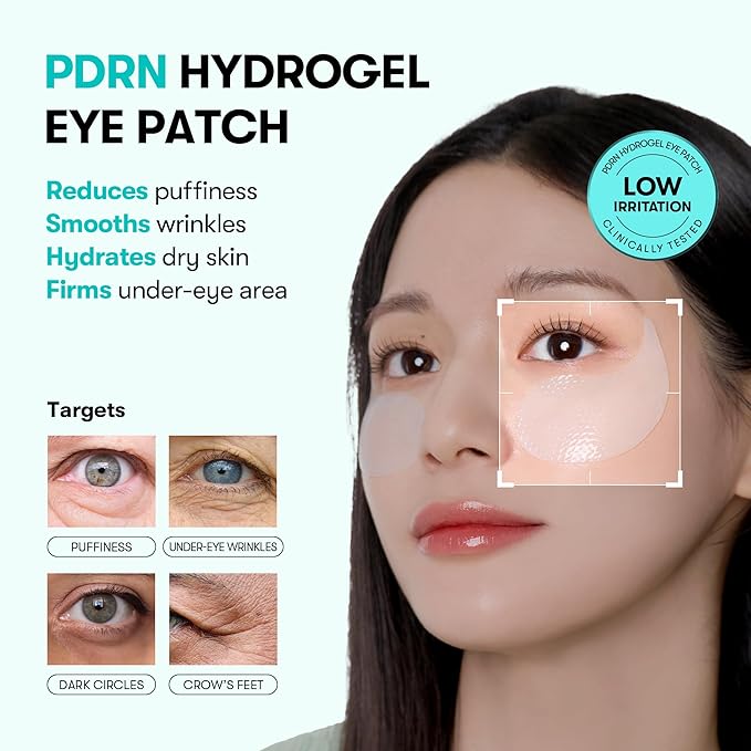 VT COSMETICS PDRN Hydrogel Eye Patch (60 Patches / 30 Pairs) – Under Eye Patches for Dark Circles, Puffiness & Wrinkles, Vegan PDRN, Retinal & Collagen, Hydrating Anti-Aging, Korean Skincare