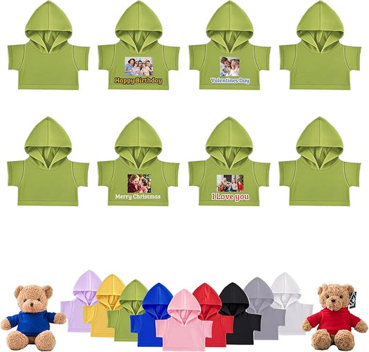 8 Pcs Personalized Teddy Bear Clothes with Photo Text, Custom Stuffed Animal Clothes Fit 8-16inch Stuffed Bear Clothing, Personalized Doll Clothing Make Your Own Plush Doll Shirt