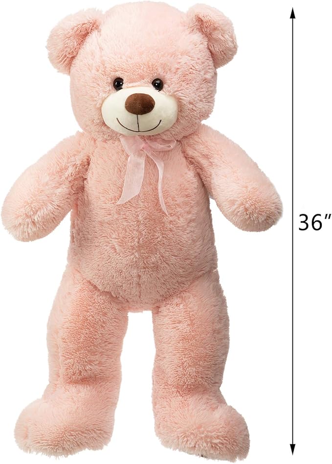 HollyHOME Big Teddy Bear Large Teddy Bear Stuffed Animal Birthday Valentines Day Plush for Kids and Girlfriend 36 inch Pink