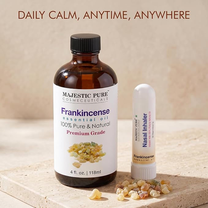 Majestic Pure Frankincense Essential Oil with Nasal Inhaler 4 Fl Oz