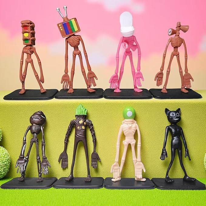 6 PCS Siren Head Toys Action Figure Horror Model Doll Gift for Kids Birthday Halloween Christmas Party Toys (8 PCS)