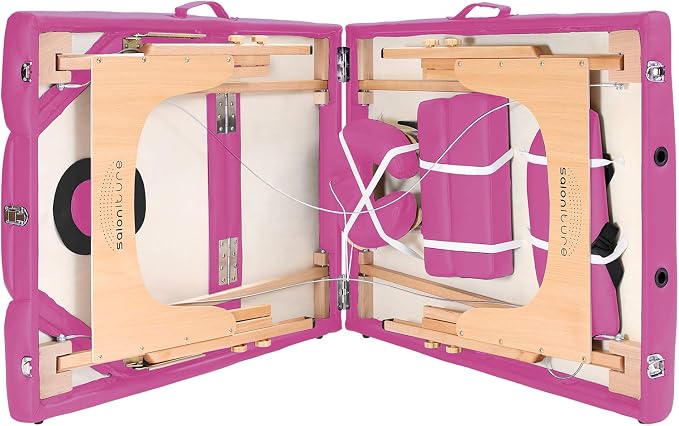 Saloniture Professional Portable Massage Table with Backrest - Hot Pink