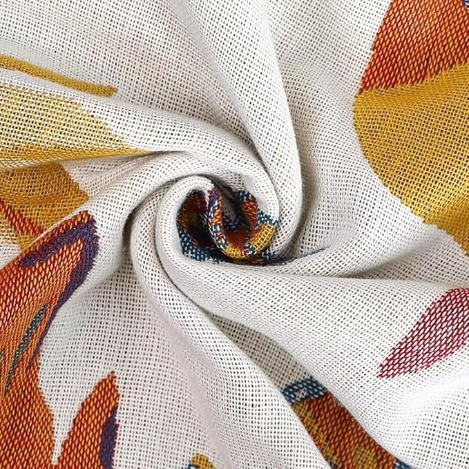 Boho Throw Blanket for Bed 100% Cotton Bohemian Blankets Ultra Soft Woven Muslin Decorative Blankets All Seasons Vintage Quilt Knitted Blanket for Sofa Chair(Yellow, 50"x60")