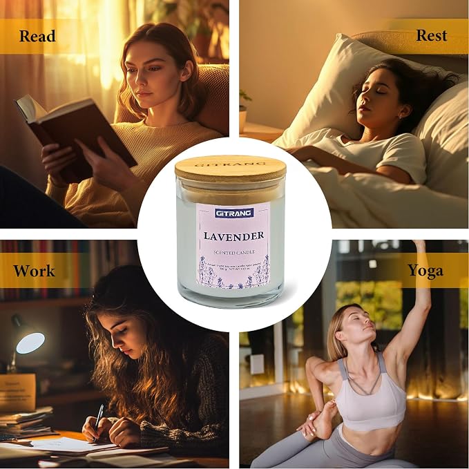 Lavender Scented Candle, 21 oz Soy Wax Candles for Home Aromatherapy, Relaxation Gifts for Women, Long Lasting Time (160-180 Hrs) for Bedroom Yoga Garden Patio Birthday Party,Set of 2