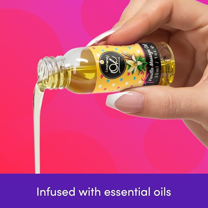Lovehoney Flavored Massage Oils | Set of 3 Flavors | Cherry, Vanilla & Strawberry Massage Oil Relaxation Bundle